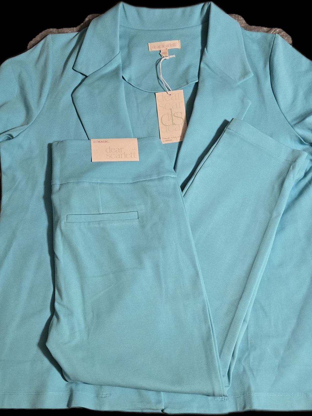 Dear Scarlett Aqua Magic 3/4 Sleeve Blazer Sz XL - Picture 7 of 8
